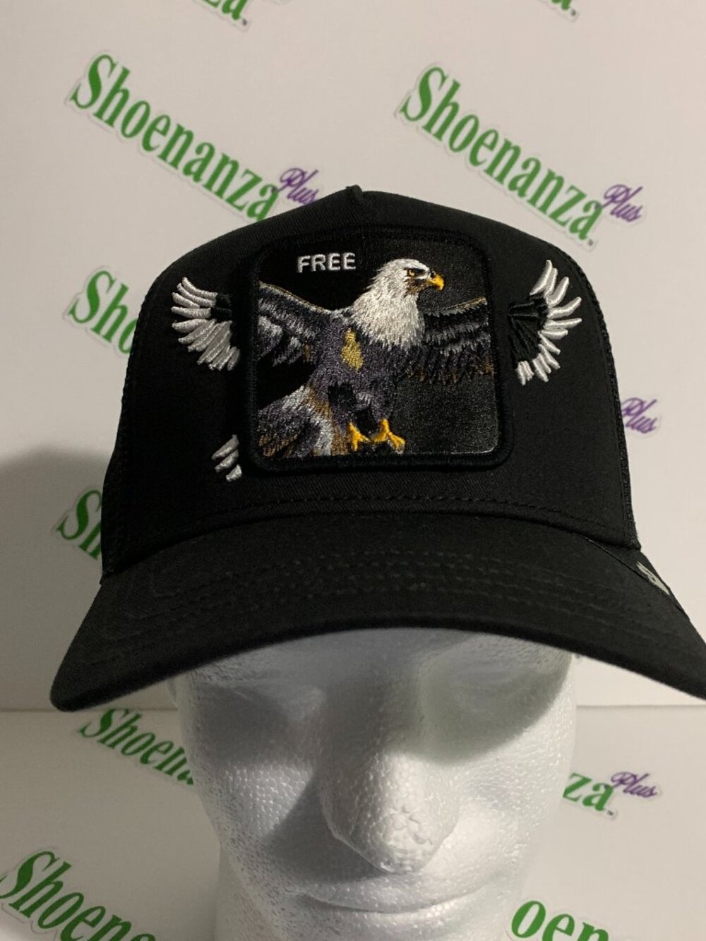 Goorin Bros Wings Free Bald Eagle Bird Embroidered Trucker Hat Cap Black OSFM